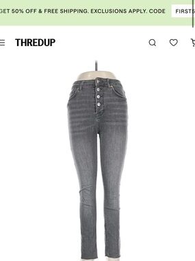Zara High-Rise Gray Button-Fly Skinny Jeans